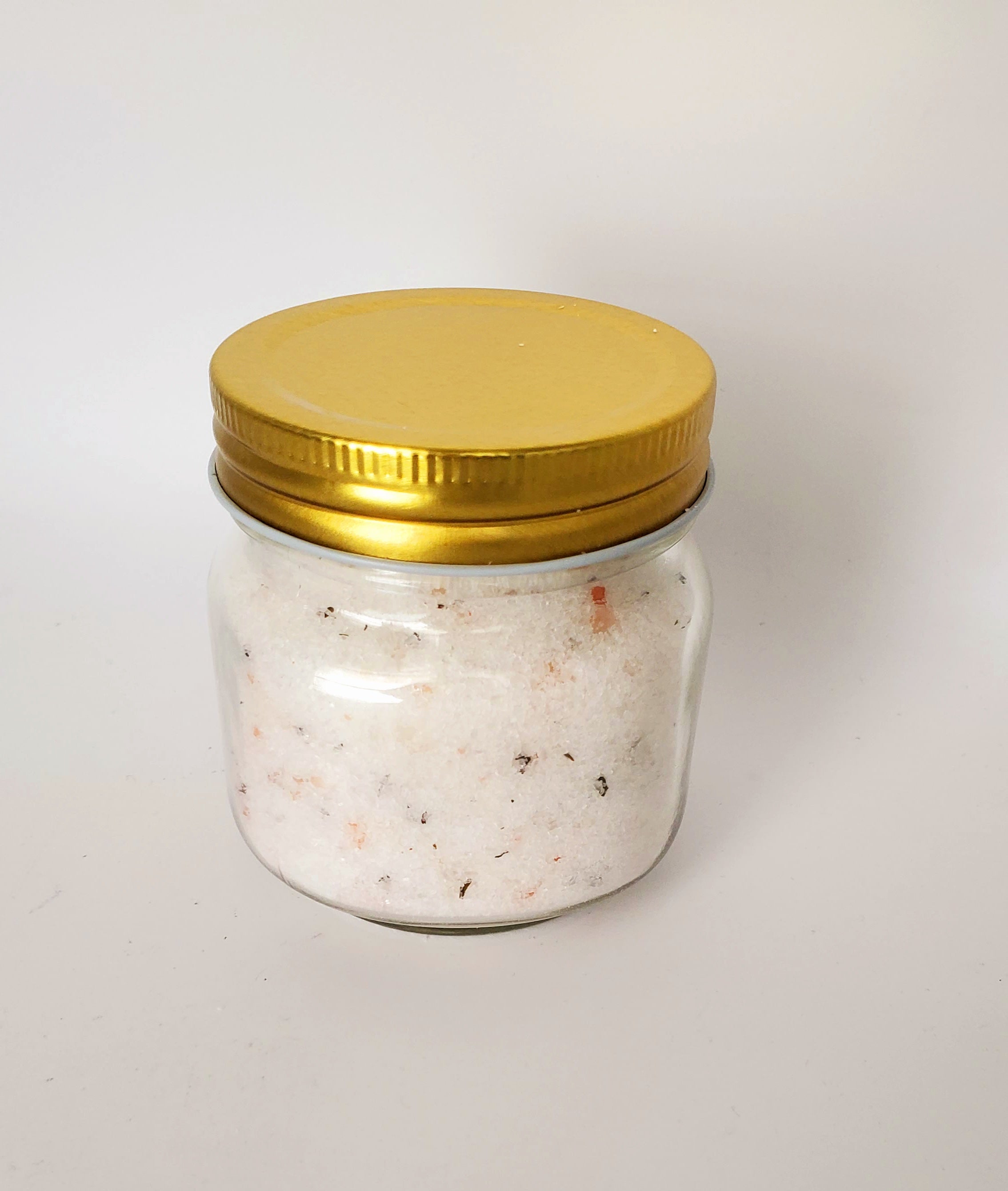 (10) 8oz Bath Salt Glass Mason Jars with Gold Screw Lid